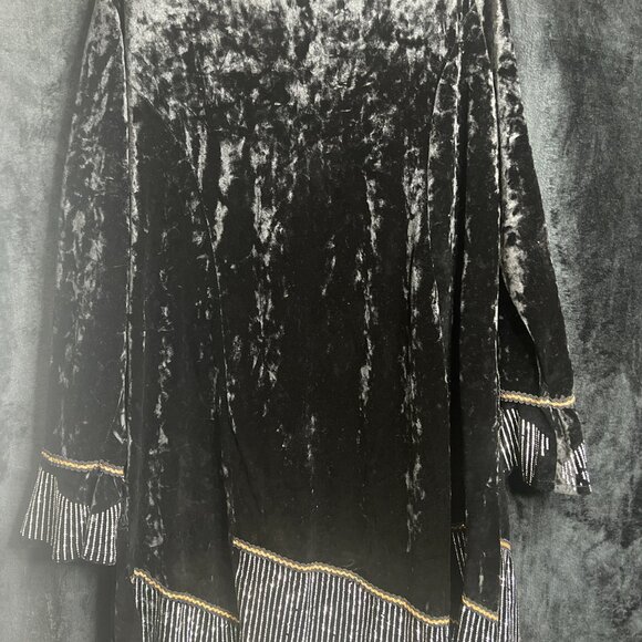 Markiza Collection Black Velvet Tunic Dress Embellished Beading Size 52 - Picture 3 of 4